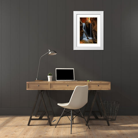 Waterfall White Modern Wood Framed Art Print with Double Matting by Zhang, Johnny