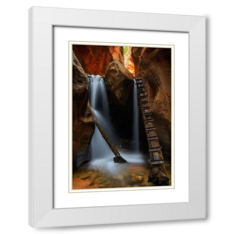 Waterfall White Modern Wood Framed Art Print with Double Matting by Zhang, Johnny