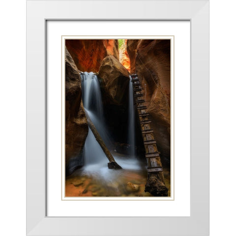 Waterfall White Modern Wood Framed Art Print with Double Matting by Zhang, Johnny