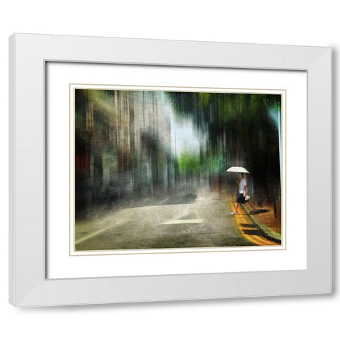 Street White Modern Wood Framed Art Print with Double Matting by Lammakmak