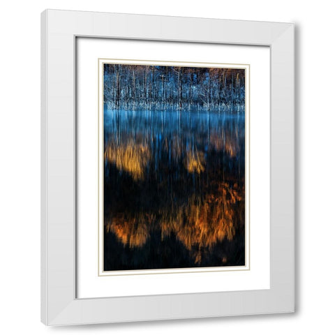 Cuejdel lake White Modern Wood Framed Art Print with Double Matting by Mirica, Dan