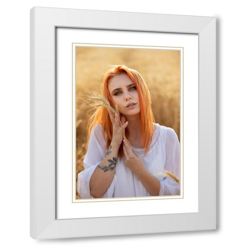 Darina White Modern Wood Framed Art Print with Double Matting by Bogdan R, Mihai
