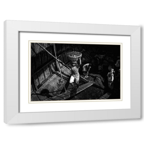 Coal Carriers - 6243 White Modern Wood Framed Art Print with Double Matting by Garik