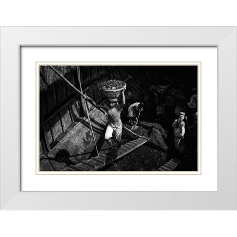 Coal Carriers - 6243 White Modern Wood Framed Art Print with Double Matting by Garik