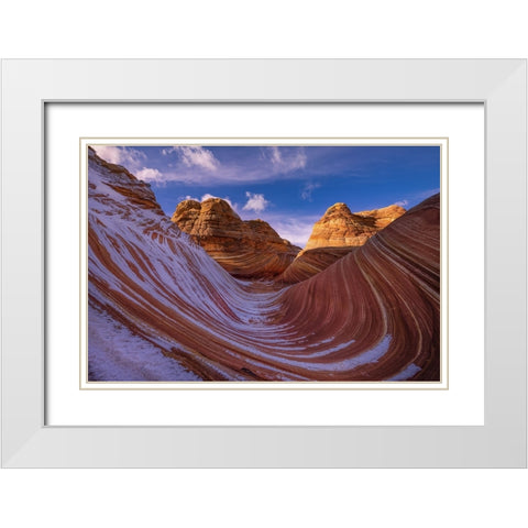 Wave Of Lines White Modern Wood Framed Art Print with Double Matting by Donnahom