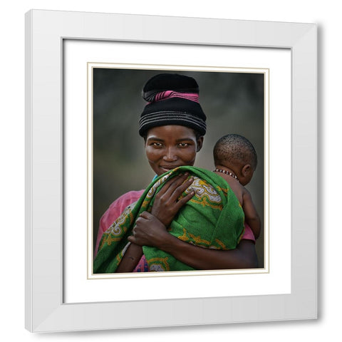 MotherS Smile White Modern Wood Framed Art Print with Double Matting by Perovich, Irene