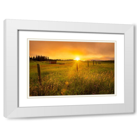 The Sun Is Rising White Modern Wood Framed Art Print with Double Matting by Yu, Wenjin