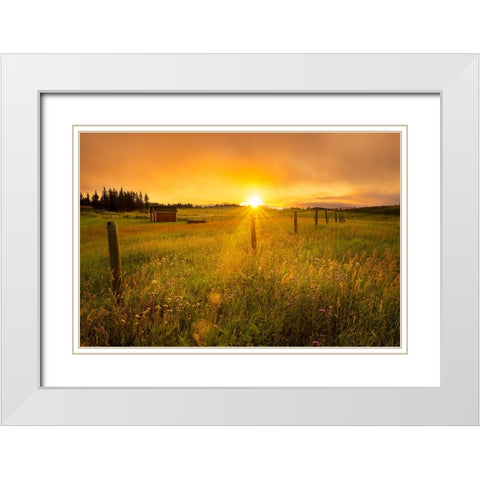 The Sun Is Rising White Modern Wood Framed Art Print with Double Matting by Yu, Wenjin