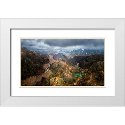 Iceland Landscape White Modern Wood Framed Art Print with Double Matting by Bian, James