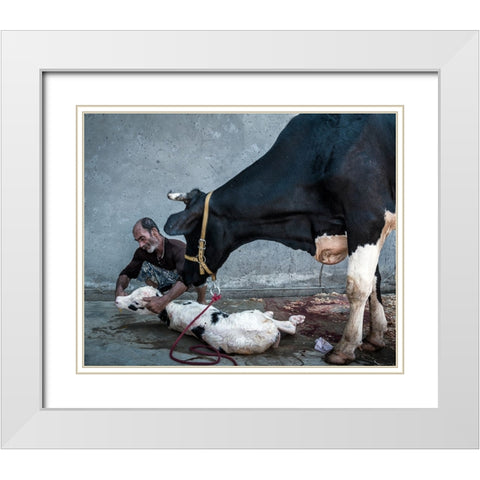Welcome To The Cruel World White Modern Wood Framed Art Print with Double Matting by Bahmani, Mitra