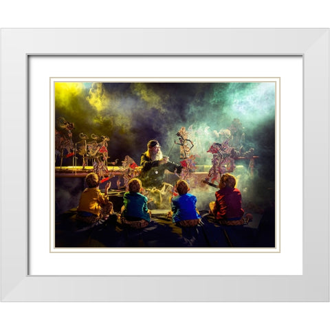 Wayang Kulit Master White Modern Wood Framed Art Print with Double Matting by Bunjamin (Abe), Antonyus