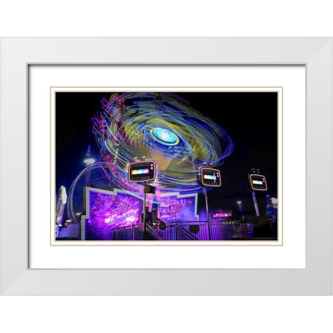 Dazzle Color White Modern Wood Framed Art Print with Double Matting by Chang, Jiangping