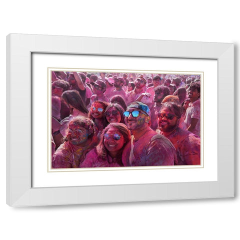 Holi Fest White Modern Wood Framed Art Print with Double Matting by Chang, Jiangping