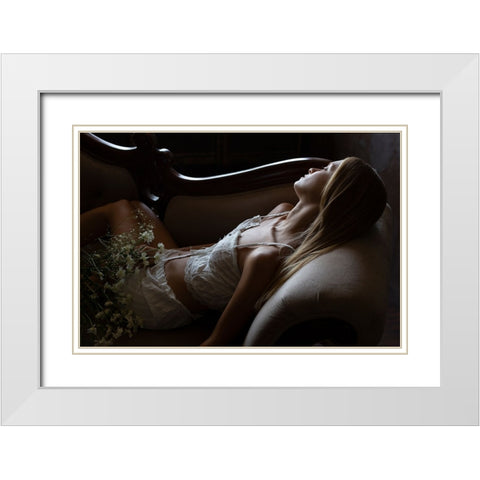 Untitled White Modern Wood Framed Art Print with Double Matting by Fridman, Eleonora