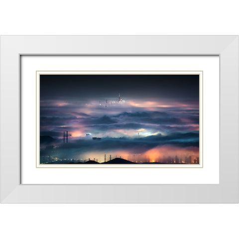 The Waves Are Choppy Over The City White Modern Wood Framed Art Print with Double Matting by Cui, Yuan