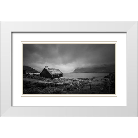 Peaceful White Modern Wood Framed Art Print with Double Matting by Zeng, Kenneth
