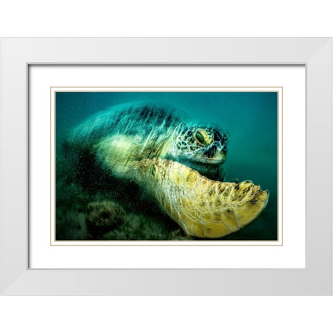 Agitation White Modern Wood Framed Art Print with Double Matting by Melesan, Serge