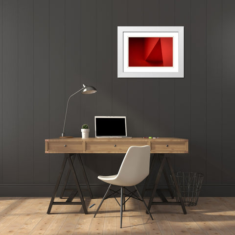 Red Corner White Modern Wood Framed Art Print with Double Matting by Wolters-Wrase, Heike