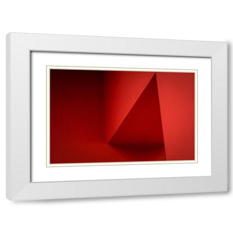 Red Corner White Modern Wood Framed Art Print with Double Matting by Wolters-Wrase, Heike