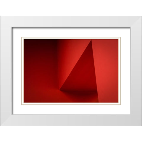 Red Corner White Modern Wood Framed Art Print with Double Matting by Wolters-Wrase, Heike