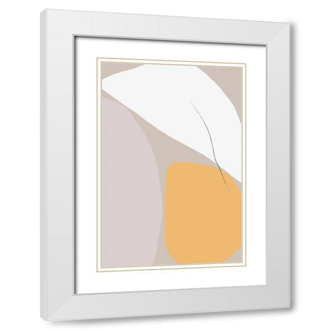 Abstractions No 4 White Modern Wood Framed Art Print with Double Matting by uplusmestudio