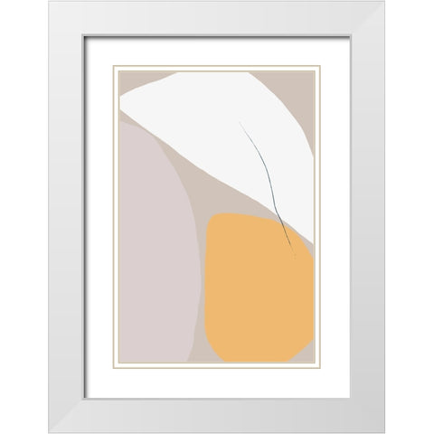 Abstractions No 4 White Modern Wood Framed Art Print with Double Matting by uplusmestudio