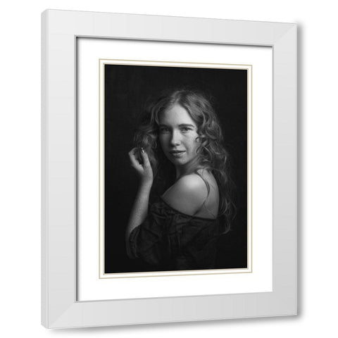 Corina White Modern Wood Framed Art Print with Double Matting by Franke, Ruth
