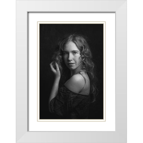 Corina White Modern Wood Framed Art Print with Double Matting by Franke, Ruth