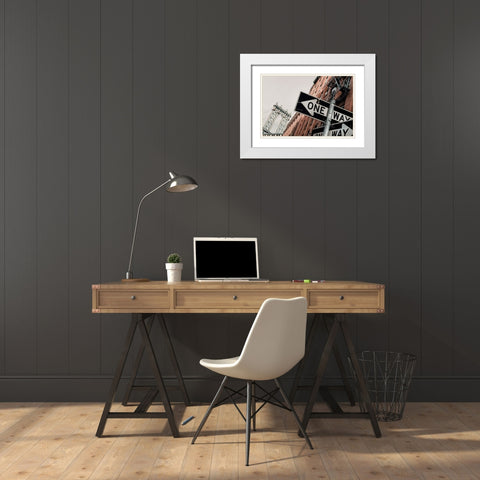 Manhattan Bridge One Way White Modern Wood Framed Art Print with Double Matting by Martin, Rikard