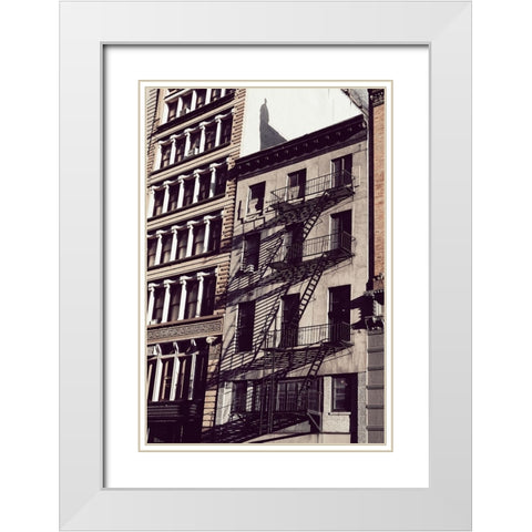 New York City Fire Escapes White Modern Wood Framed Art Print with Double Matting by Martin, Rikard