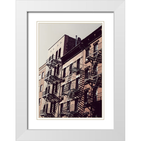 New York City Fire Escapes 02 White Modern Wood Framed Art Print with Double Matting by Martin, Rikard