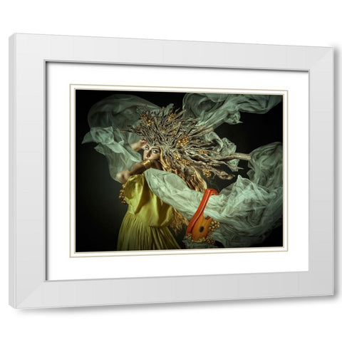 Afrodita III White Modern Wood Framed Art Print with Double Matting by Calderon, Francis