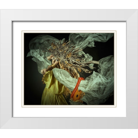 Afrodita III White Modern Wood Framed Art Print with Double Matting by Calderon, Francis