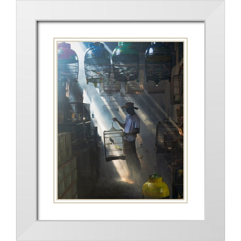 Greeting My Buddies White Modern Wood Framed Art Print with Double Matting by Widyantini, Rini