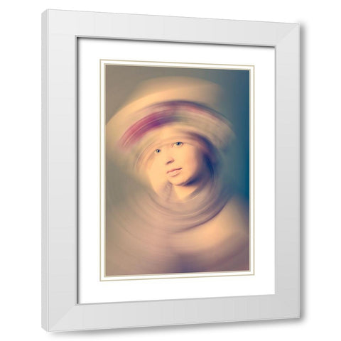 Swirl With Me White Modern Wood Framed Art Print with Double Matting by Kiral, Cicek