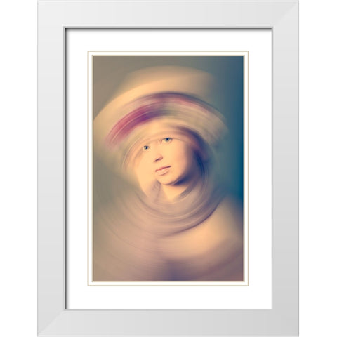 Swirl With Me White Modern Wood Framed Art Print with Double Matting by Kiral, Cicek