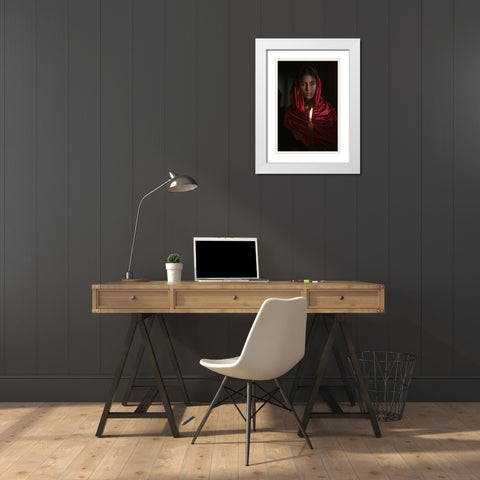 Asma White Modern Wood Framed Art Print with Double Matting by Paul, Dipankar