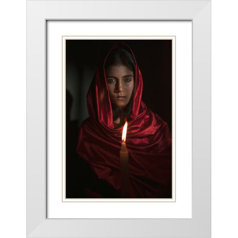Asma White Modern Wood Framed Art Print with Double Matting by Paul, Dipankar
