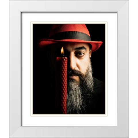 Fiery Eye White Modern Wood Framed Art Print with Double Matting by Heydari, Amir