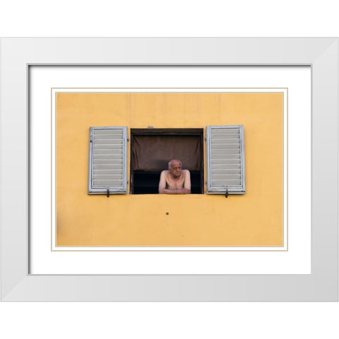 Untitled White Modern Wood Framed Art Print with Double Matting by Al Thahaby, Karim