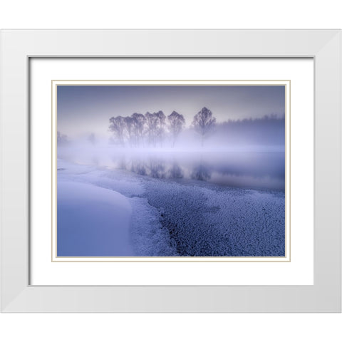 Foggy Northland White Modern Wood Framed Art Print with Double Matting by Hou, Minghao