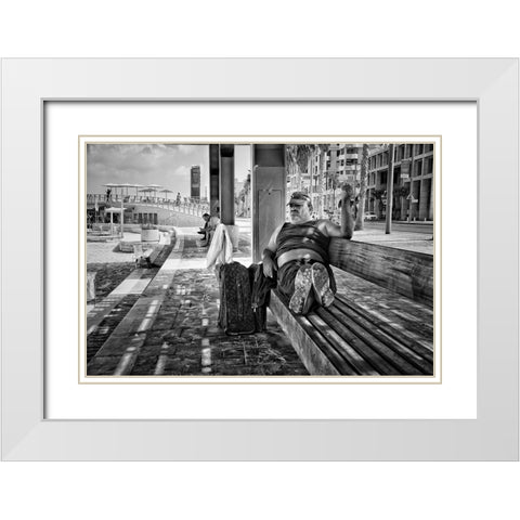 Tel AvIV White Modern Wood Framed Art Print with Double Matting by Parush, Zvika