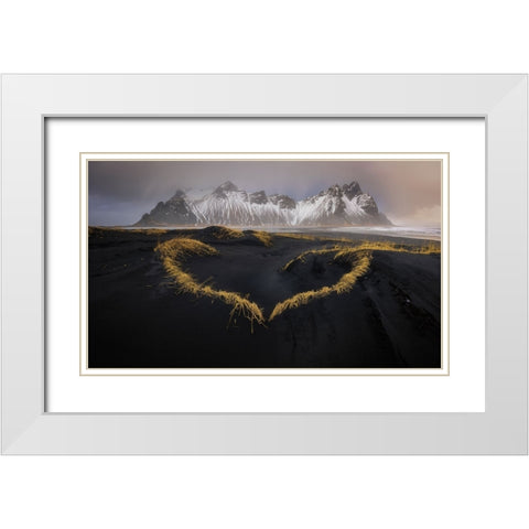 Stokksnes In Love White Modern Wood Framed Art Print with Double Matting by Nunez Buj, Rodrigo