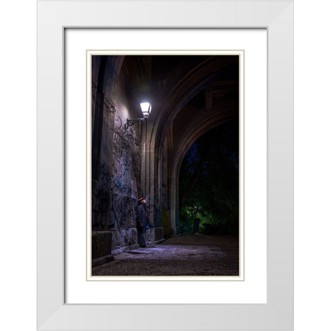 Waiting White Modern Wood Framed Art Print with Double Matting by Morales, Manu