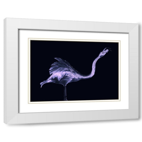 Silver Flamingo White Modern Wood Framed Art Print with Double Matting by Tsikiridis, Georgios