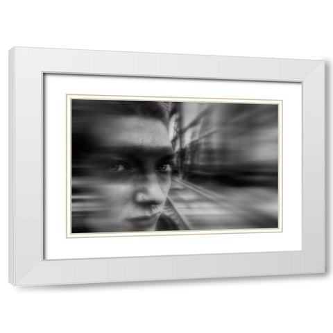 Untitled White Modern Wood Framed Art Print with Double Matting by Hermann, Steve