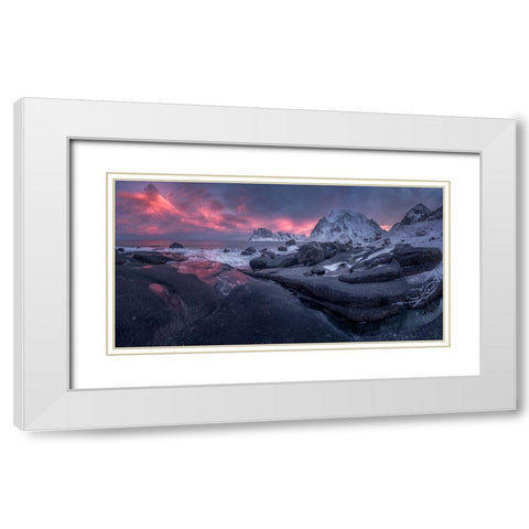 UttakleIV Beach White Modern Wood Framed Art Print with Double Matting by Alvarez Osorio, Cesar