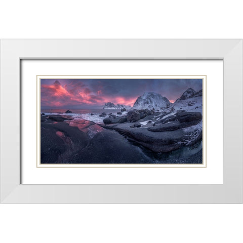 UttakleIV Beach White Modern Wood Framed Art Print with Double Matting by Alvarez Osorio, Cesar