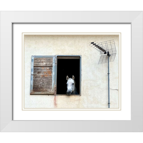 The window White Modern Wood Framed Art Print with Double Matting by Grifantini, Lorenzo