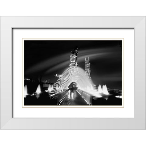To U Tower White Modern Wood Framed Art Print with Double Matting by Alsharif, Yahia